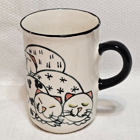 Hand Painted Cat Mug "Moggy about Cats" Signed by Artist 2007 Stained Inside - Picture 4 of 10